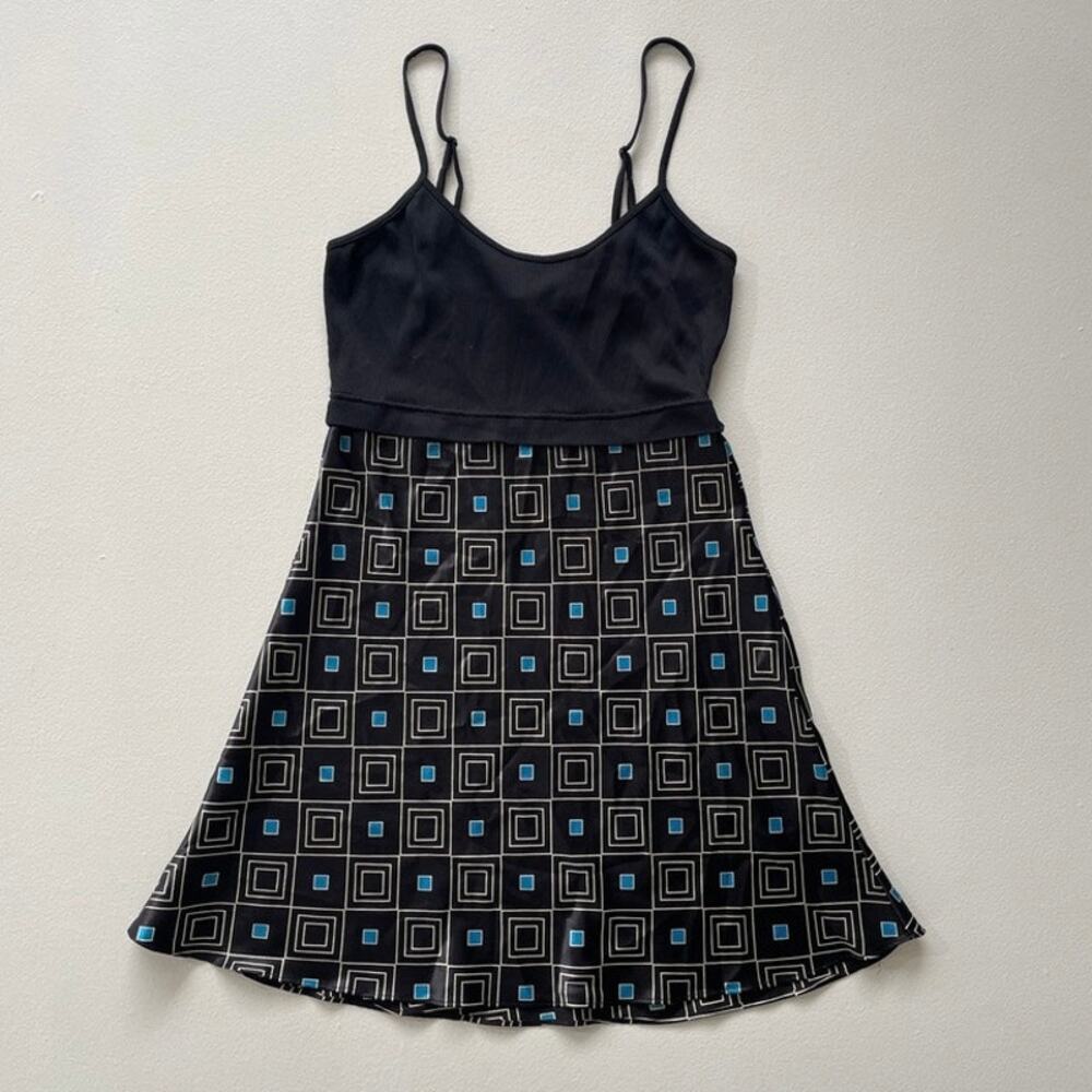 Vintage 90's Victoria's Secret Patterned Mini Slip Dress Sz S Geometric Grunge